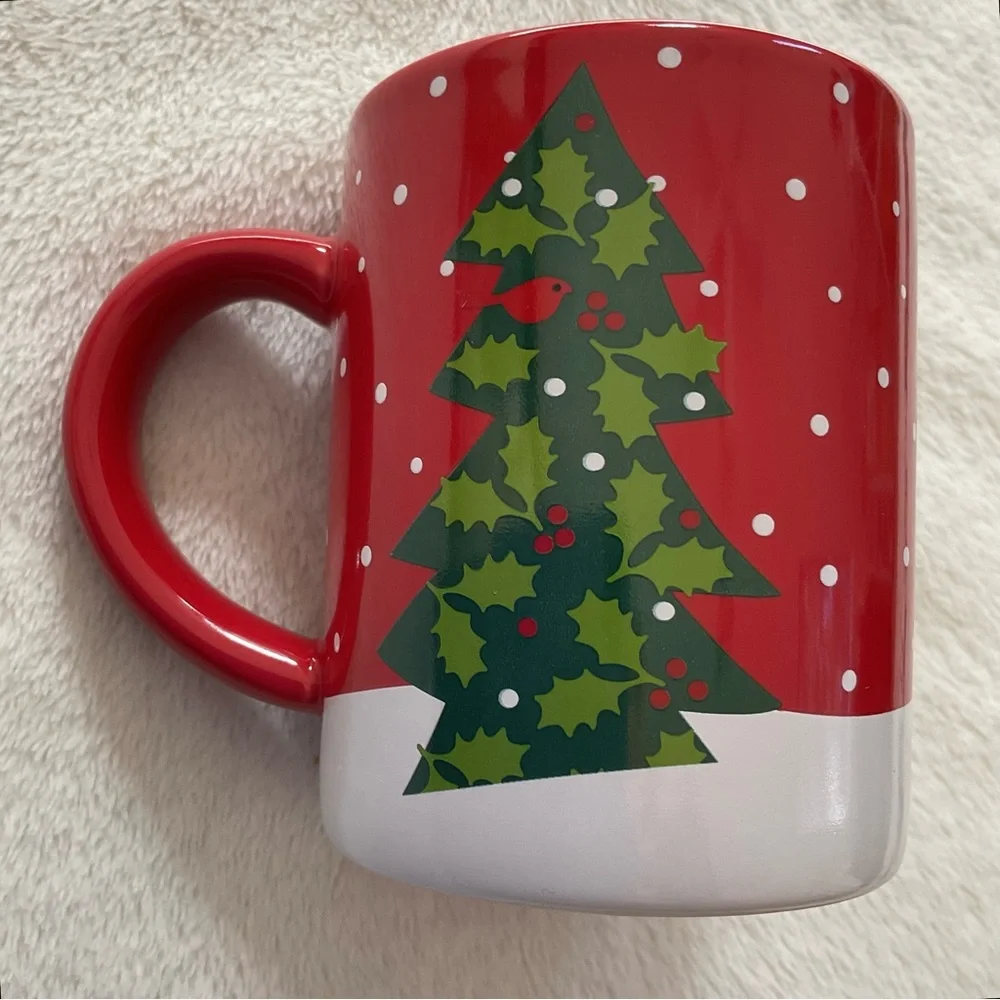 Crate & Barrel Winter Snowman Mug | Holiday Coffee Cocoa Cup Red White